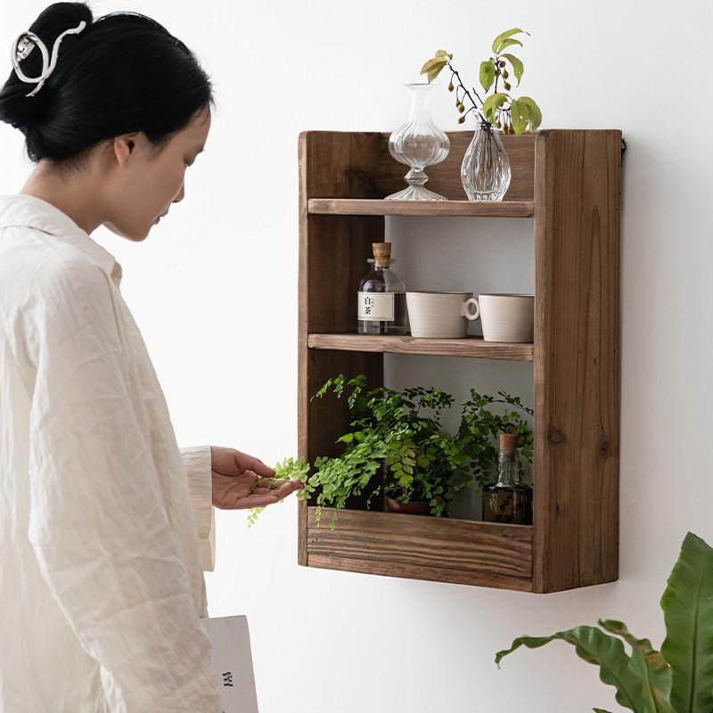 润家家居复古实木壁挂置物架田园木质壁柜层架隔板架子墙上收纳架,住宅家具,搁板/置物架/家用陈列架,淘宝优惠券,粉丝福利购,淘宝优惠卷