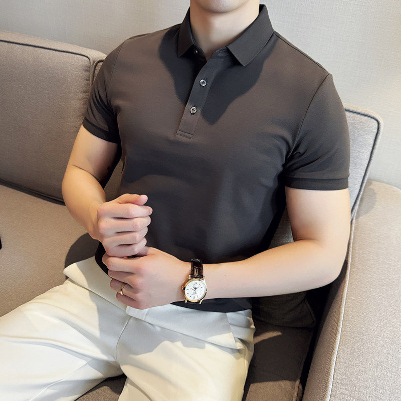 高级感POLO衫男款纯色2026新款夏季冰丝商务休闲男士修身短袖t恤
