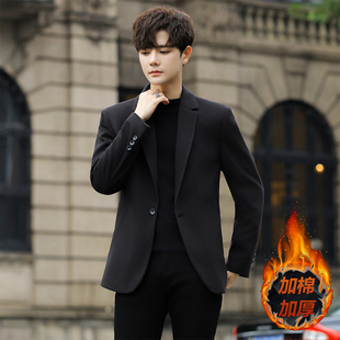 高端西装外套男2025新款秋冬季加厚商务韩版时尚修身男士毛呢西装