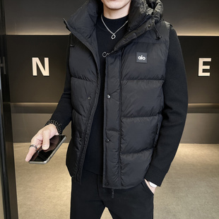高端男士连帽羽绒马甲秋冬新款羽绒服马夹韩版修身坎肩短款外套帅