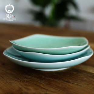 菜盘玫瑰陶瓷餐盘水果盘鱼盘 龙泉瓯江青瓷餐具家用盘子创意中式