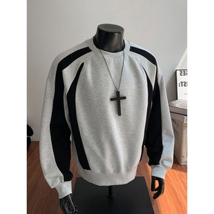 2025新款解构拼接卫衣男款秋冬潮牌美式重磅硬挺无帽内搭外穿上衣