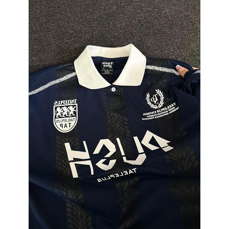 2025夏季新款复古球衣翻领polo衫男女大码宽松休闲运动短袖T恤衫