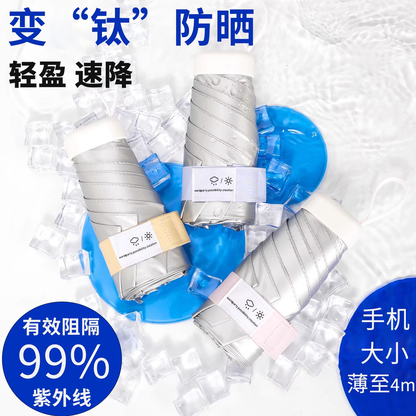 卡片防晒伞六折叠手动小巧可携式女防晒抗UV遮阳遮阳伞2025新款