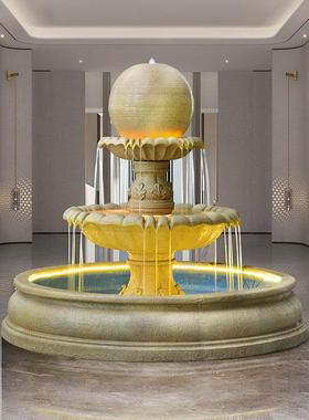 大型圆球流水喷泉摆件创意庭院落地鱼池水景室内户外招财转运装饰