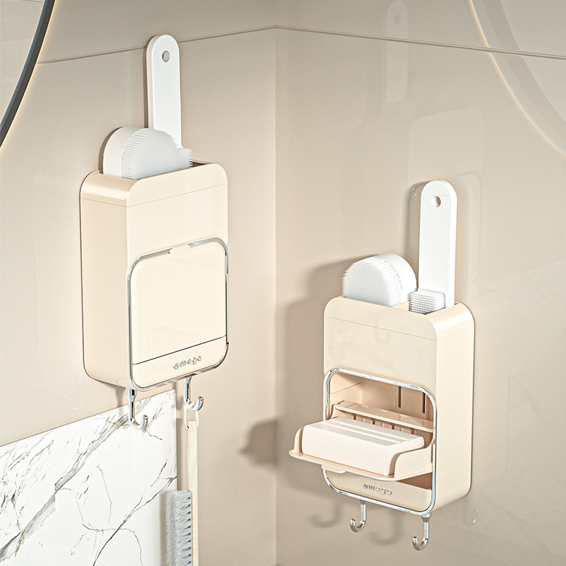 【行业热销】三合一皂盒洗衣刷鞋刷家用免打孔肥皂盒沥水置物架浴