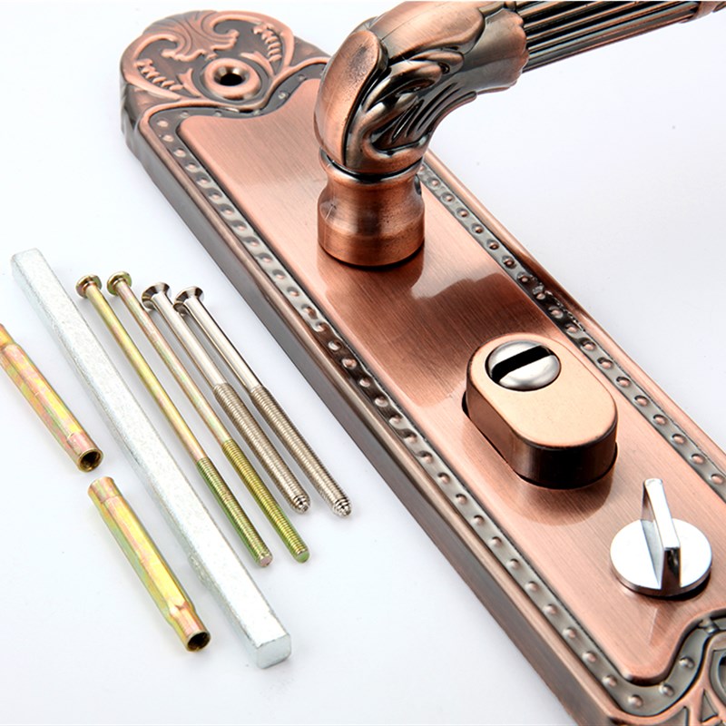 欧式红古铜大门防盗门锁单双开门入户门把手铝合金门拉手锁芯锁体