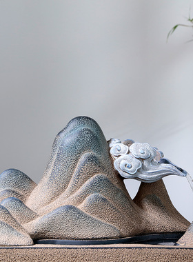 汉韵堂客厅流水摆件循环水流水器玄关茶室台面新中式高山装饰水景