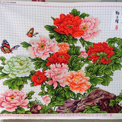 纯手工十字绣成品花开富贵富贵满堂牡丹花新版客厅挂画绣好的出售