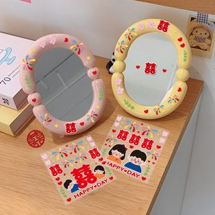 婚新镜子高档婚庆用品 婚礼礼盒结婚陪嫁梳子礼物新娘一对红色套装