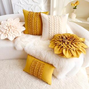 北欧ins风网红花朵抱枕沙发客厅可爱靠枕套轻奢厚莲花飘窗靠垫套