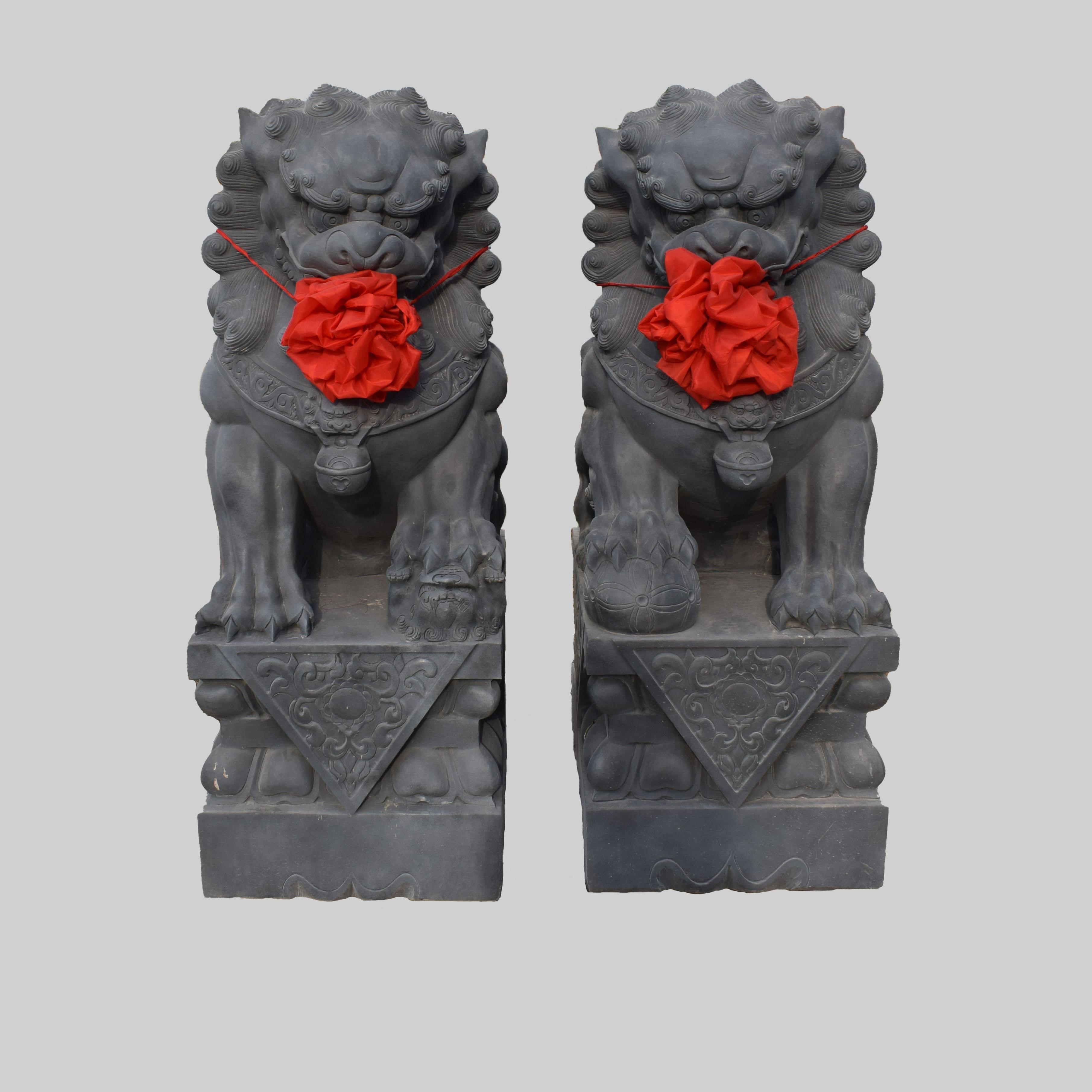 石雕汉白玉青石精雕石狮子一对家用大门口看门镇宅小摆件墓前祠堂