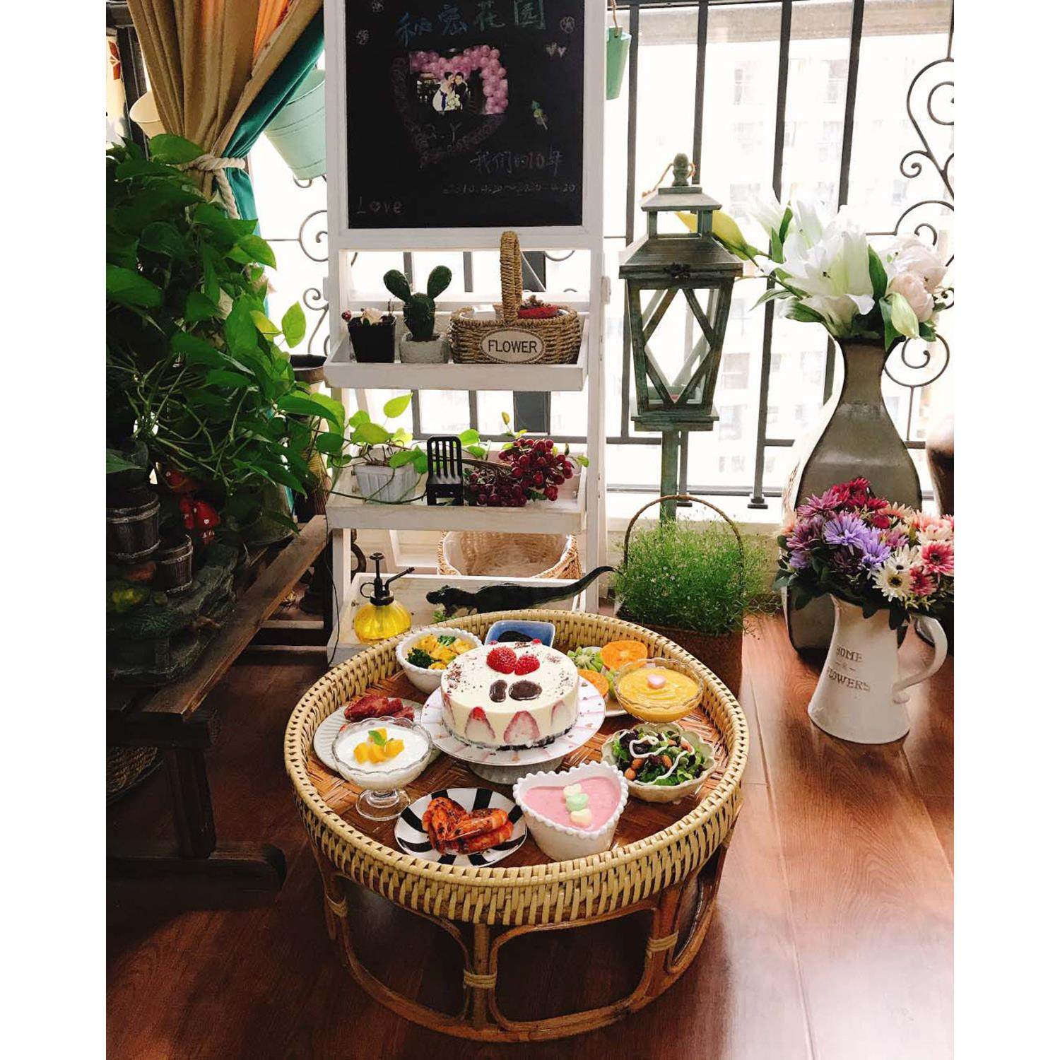 泰国藤编茶几飘窗茶台竹编家用高脚果盘果篮轻骑可携式户外野餐桌,住宅家具,茶几,淘宝优惠券,粉丝福利购,淘宝优惠卷