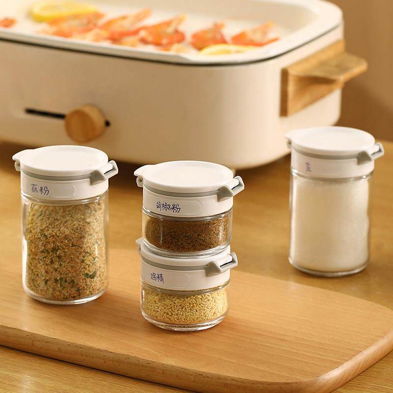 日式撒料瓶调料盒密封防潮厨房家用定量盐罐佐料味精收纳盒玻璃瓶