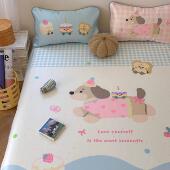 ins冰丝席冰藤席三件套卡通可水洗空调凉席绑带款 A类可机洗