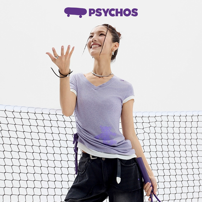 Psychos自由DNAV领收腰短袖上衣