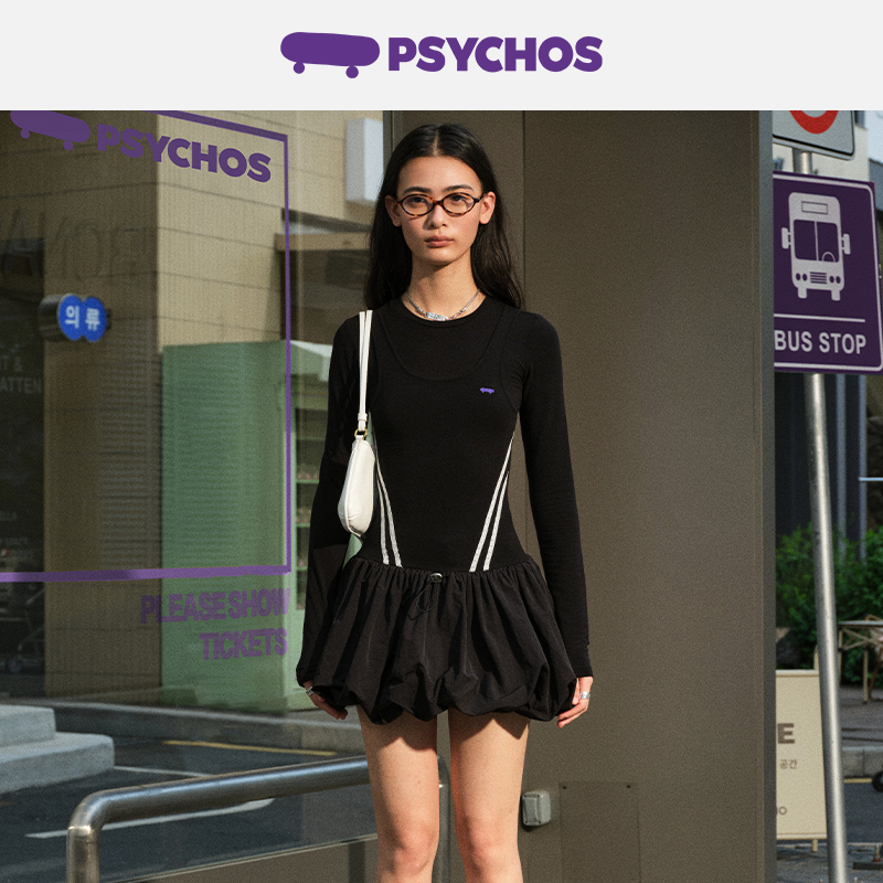 PSYCHOS芭蕾风运动长袖连衣裙