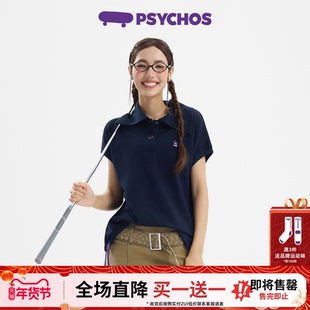 【买一送一】双色PSYCHOS通勤假日小熊蝙蝠袖纯棉短袖POLO衫上衣