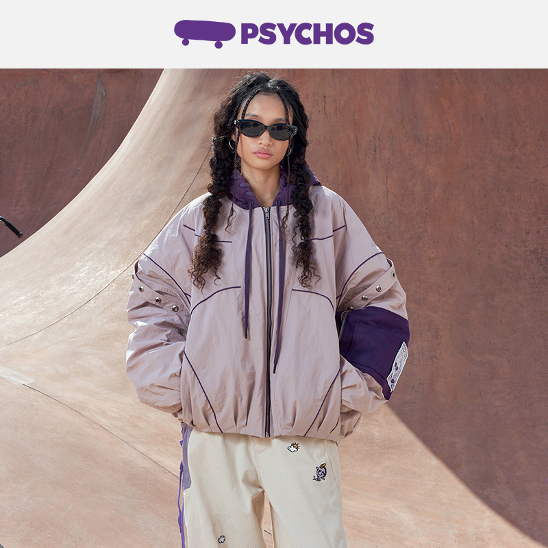 PSYCHOS肯豆风刺绣连帽棉服外套