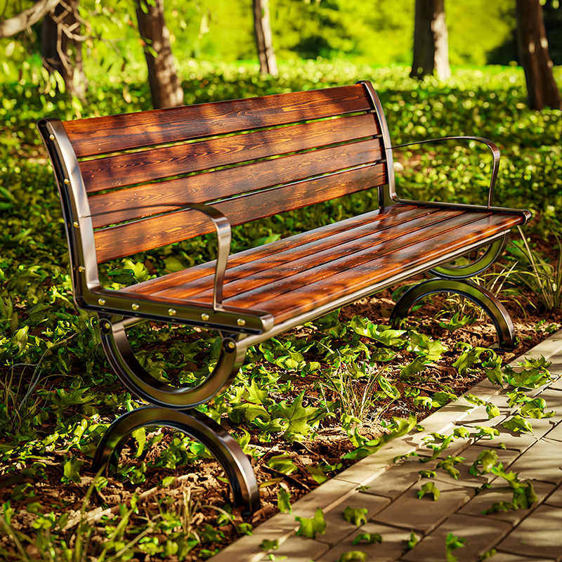 公园椅户外长椅防腐木室外庭院休闲靠背座椅子露天花园休息长条凳