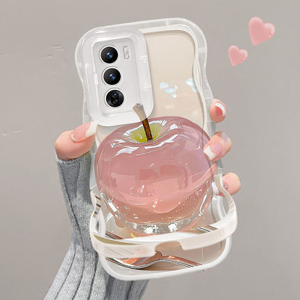 适用opporeno15pro手机壳新女款reno13/14高级防摔11/12水晶苹果透明隐形双支架Findx8pro硅胶7/6全包保护套