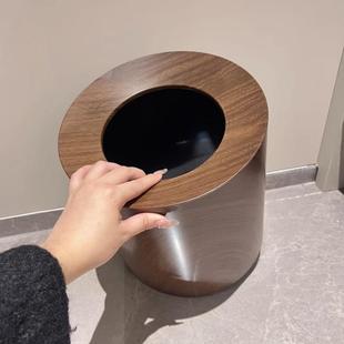 纸篓 中古风垃圾桶家用客厅轻奢高档高颜值卧室厨房双层大容量中式