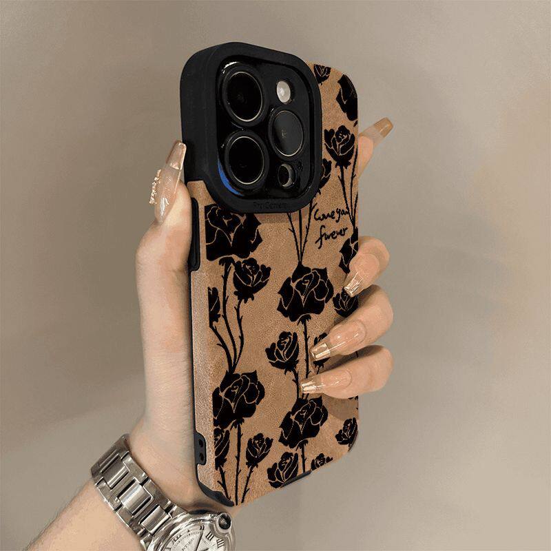 ins网红翻毛皮枝条黑玫瑰