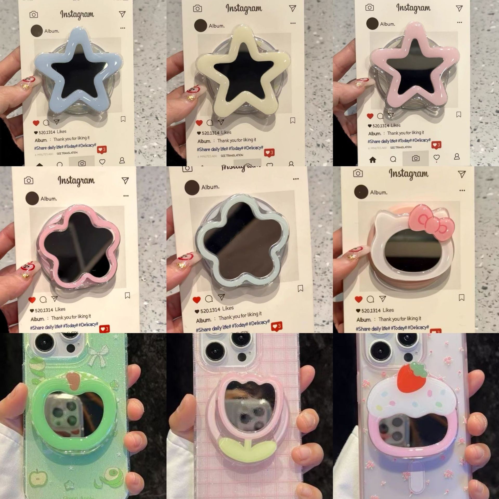 星星kt可爱卡通镜面适用M