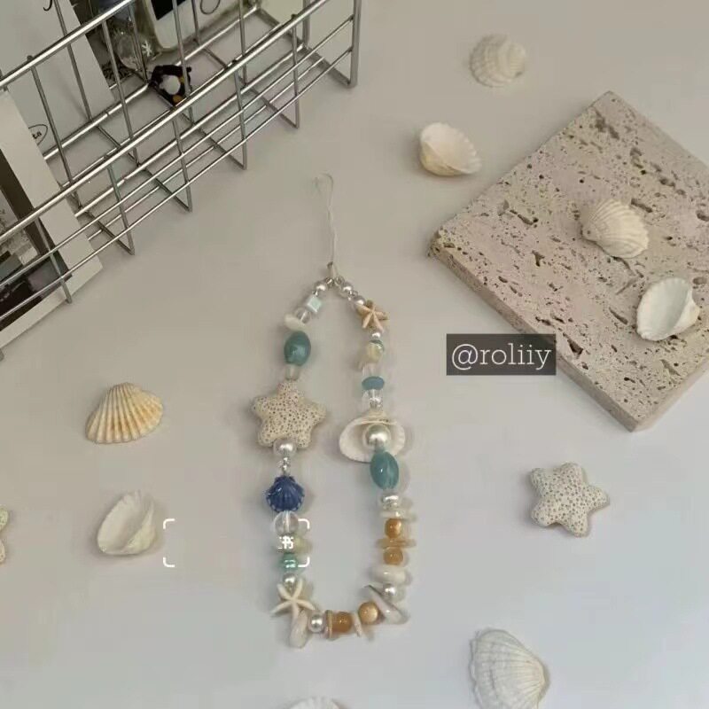 自制海星珍珠贝壳手机链