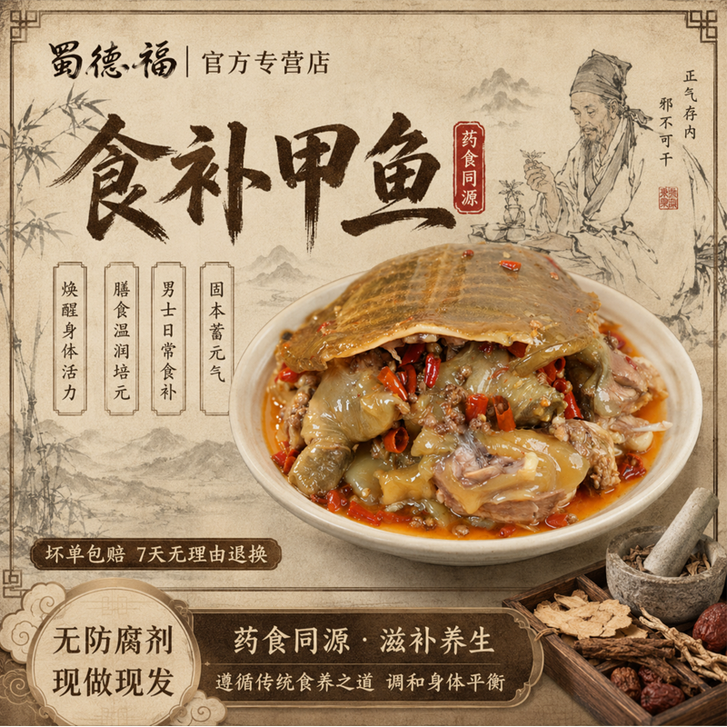 蜀德福辣卤甲鱼麻辣开袋即食食补不是补肾壮早阳泄用手过度旗舰店