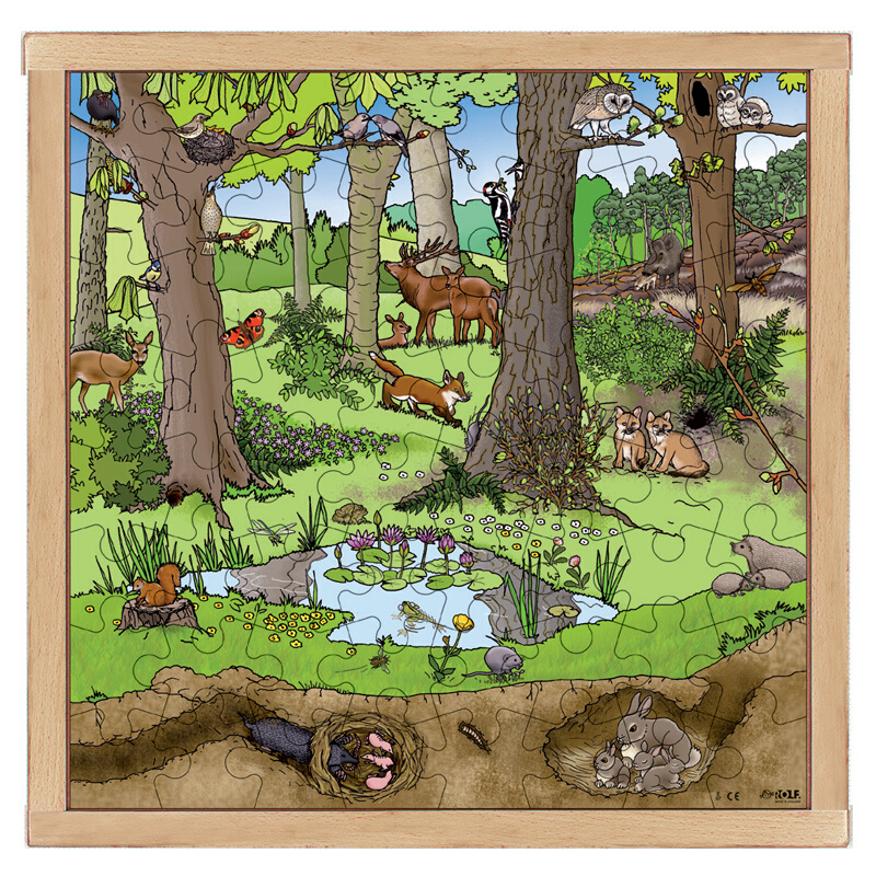 七色花ROLF生机勃勃动植物春夏交替森林拼图64块儿童益智玩具3+-封面