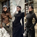 Blackgirl【辣妹衣橱】高领打底针织长袖显瘦修身磨毛上衣秋冬季