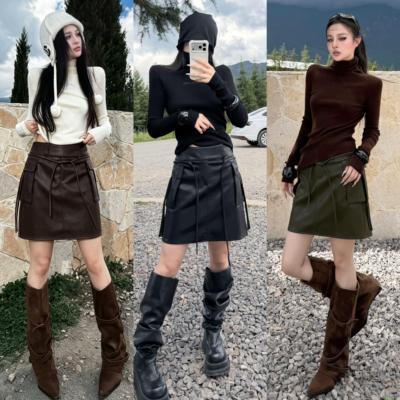 Blackgirl秋冬季保暖高弹皮裙