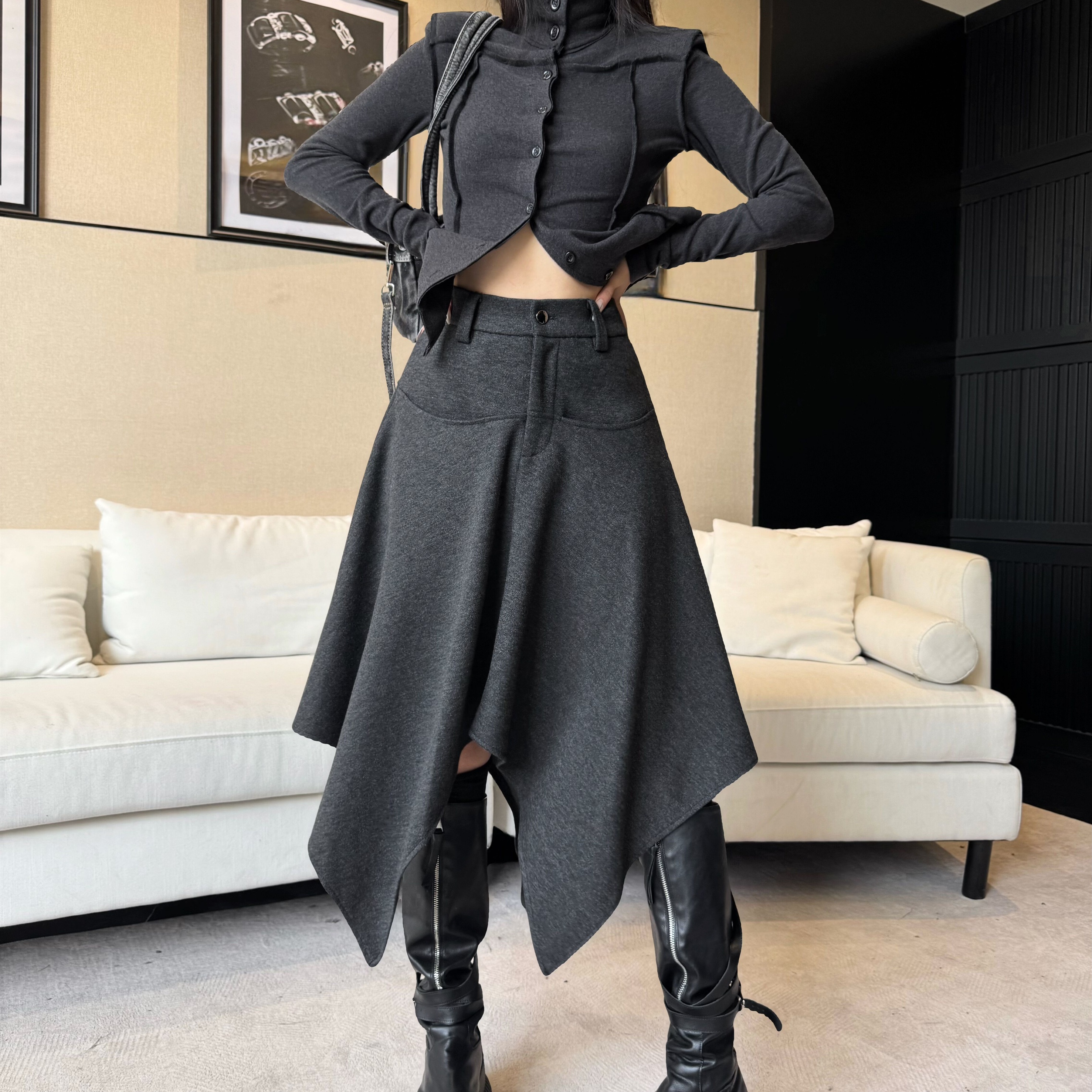 Blackgirl休闲厚款半身裙不规则