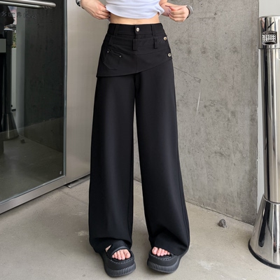 Blackgirl假两件阔腿显瘦西裤