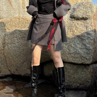 Blackgirl玫瑰花立体设计半身裙