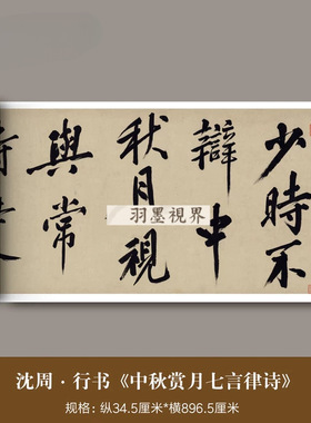 沈周行书《中秋赏月七言律诗》高