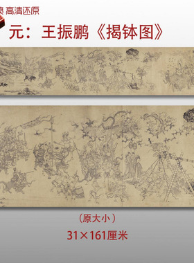 元代王振鹏揭钵图名家国画真迹