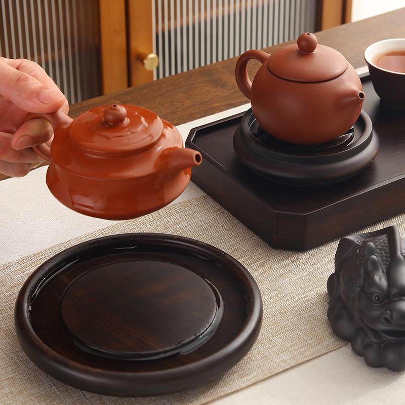 黑檀实木茶道壶承干泡台底座茶杯垫壶托 托紫砂茶壶垫托 托架子茶