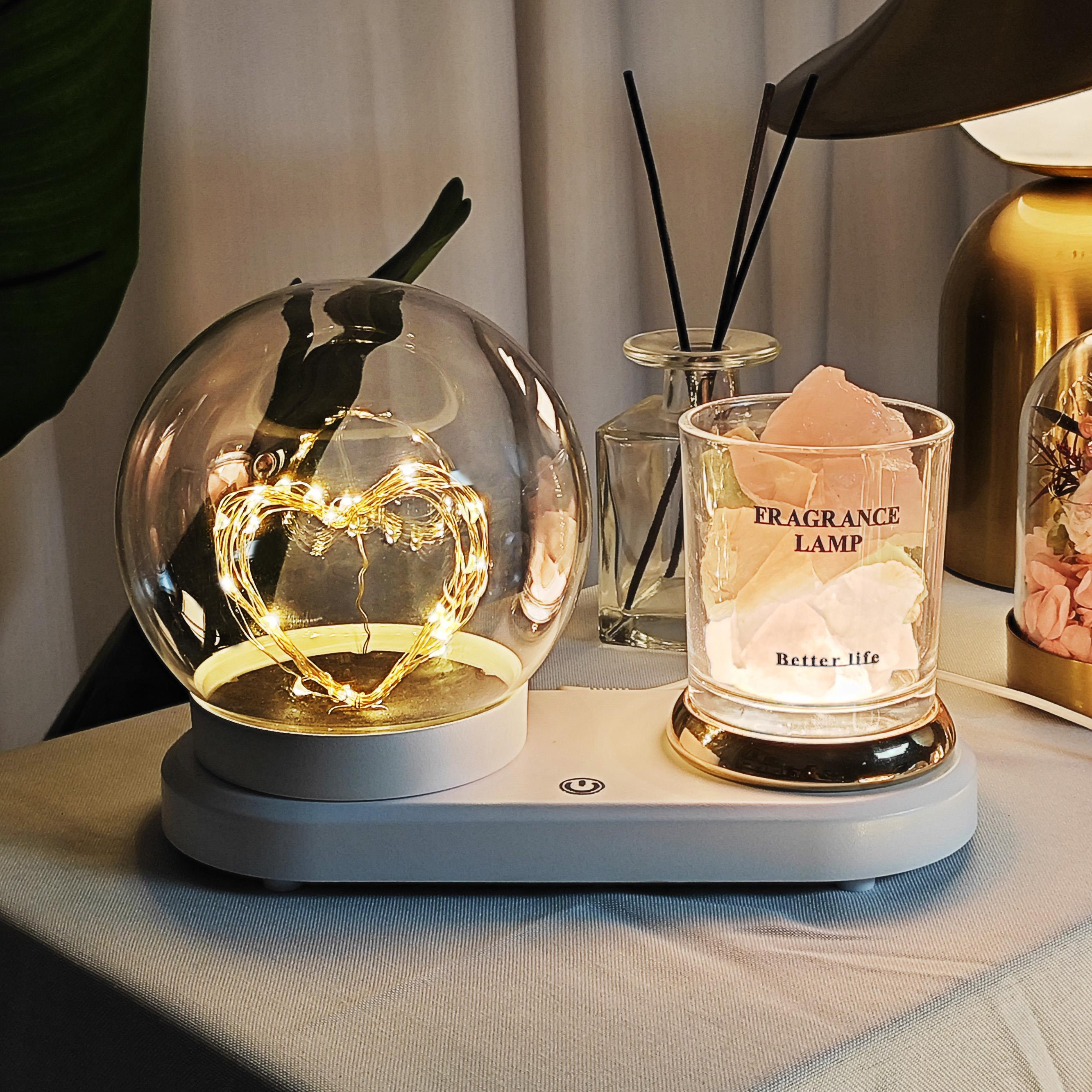 圆球玻璃罩DIY自由装饰调光台灯蓝牙音响手机无线充电香薰小夜灯