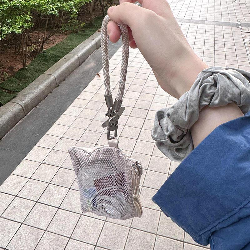 手腕包极简网格包收纳通勤小包女耳机数据线零钱收纳便携式小拎包