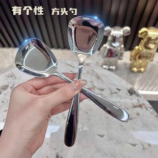 甜品西瓜勺 不锈钢家用勺子长柄高颜值干饭人专用汤勺调羹超显个性