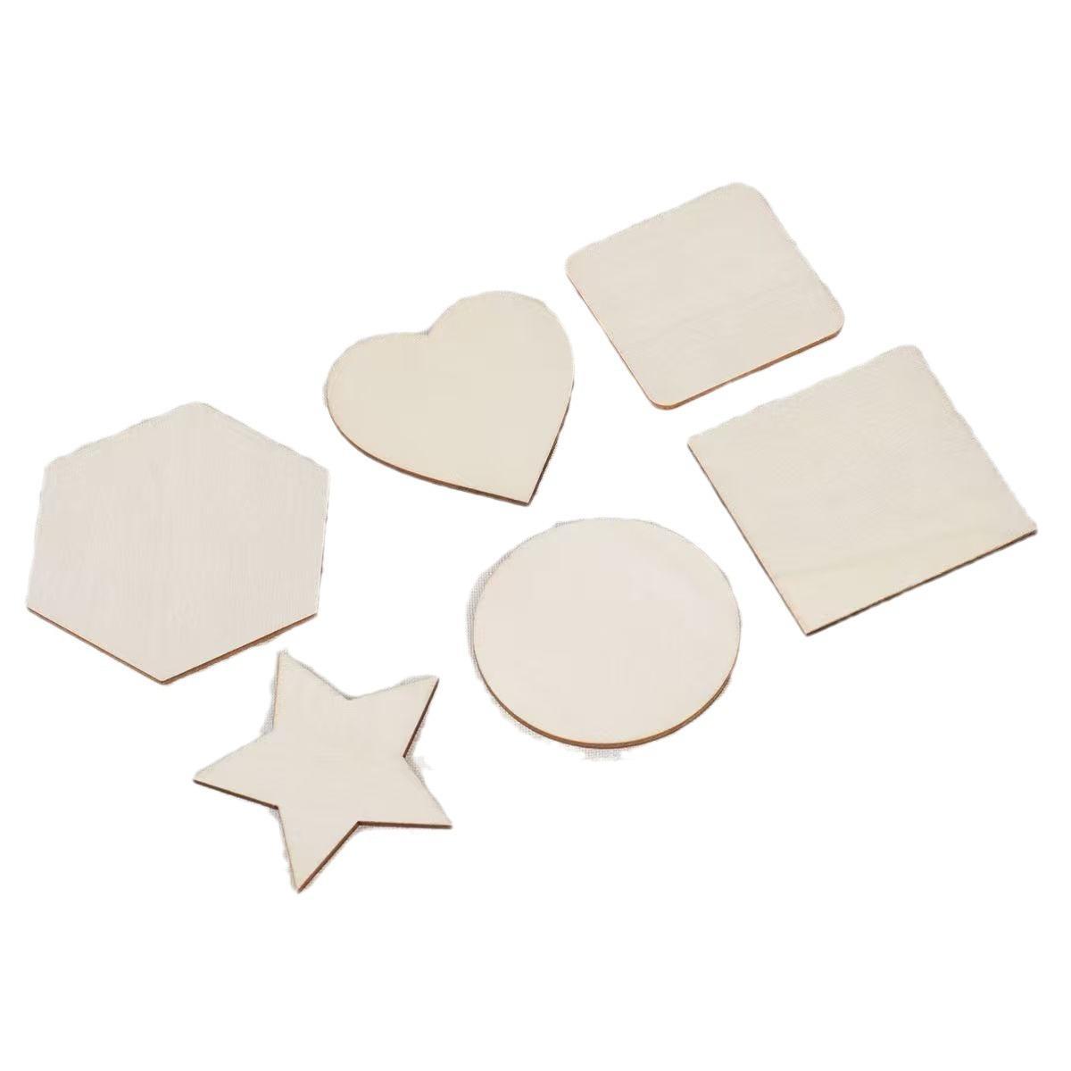 diy手工制作圆木片画五角星创意手绘画烙画杨木多款式薄空白木板