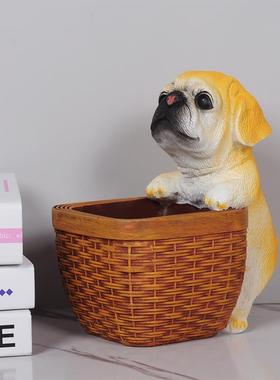 创意家居客厅入口鞋柜桌面装饰小陈设可爱的狗入口钥匙储存陈设