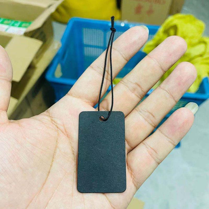 现货黑卡纸弹力绳吊牌价格标签手写吊卡首饰珠宝挂绳饰品标价签