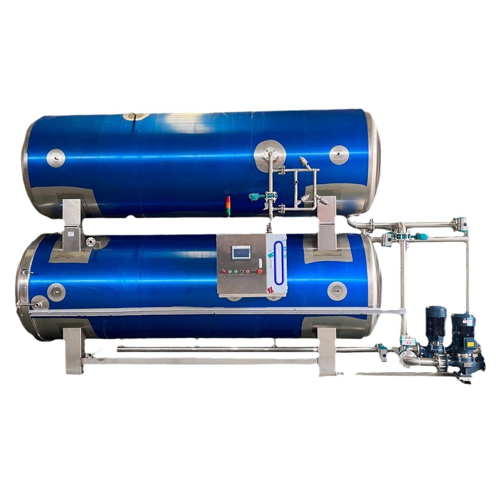 袋装即食玉米杀菌锅扒鸡双层水浴喷淋杀菌设备1200*4500杀菌锅