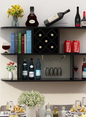 26n实木简约墙上吊柜酒架悬挂批发格子餐厅圆角壁挂红酒柜墙壁吧