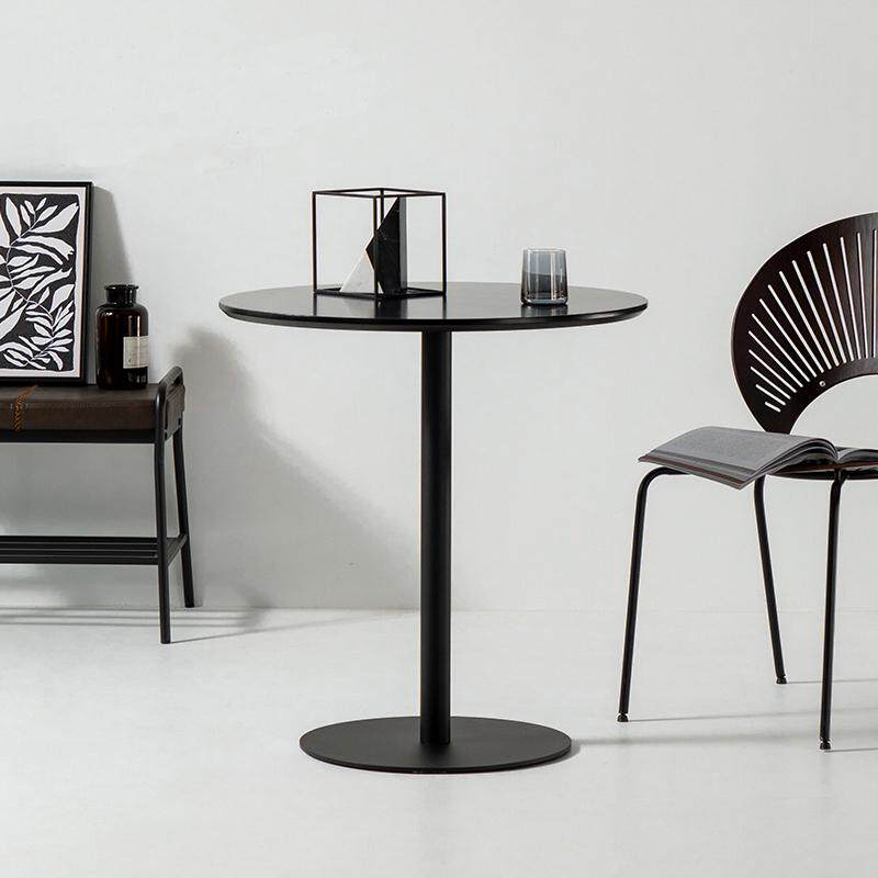 北欧户外阳台桌子实木餐桌简约岩板小圆桌奶茶店售楼处接待洽谈桌