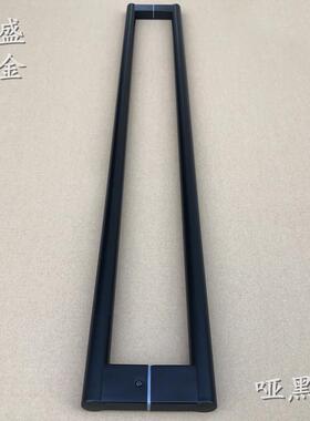 不锈钢圆管黑色玻璃门扶手酒店木门把手有框门移门简约大拉手哑