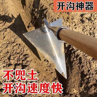 农具锰钢起垄三角锄施肥尖锄手拉犁尖嘴锄头开沟神器农用工具大全